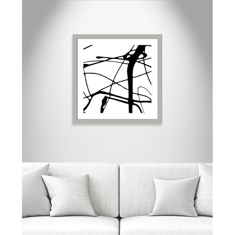 Intersection II - peinture encadrée, H 29 po x l 29 po x P 1,25 po, Encadrement argent brossé