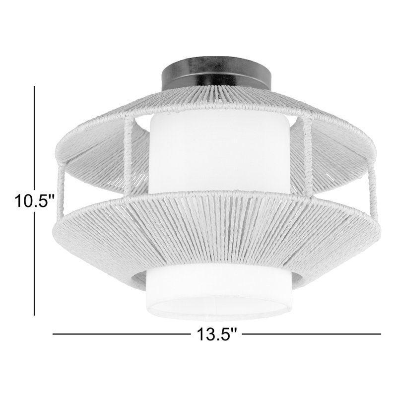 Luminaire suspendu en rotin 2 en 1 tissé à la main, lustre tambour organique moderne, fixation semi-encastrée convertible pour décorations bord de mer, boho et scandi