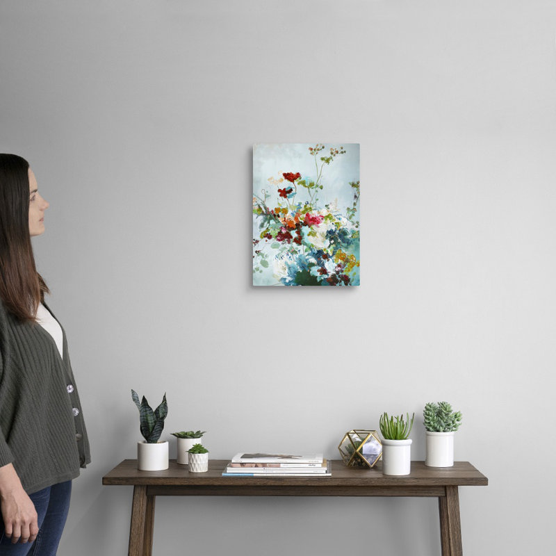 Abstrait floral 1 - reproduction d'art, Toile tendue, H 16 po x l 12 po x P 1,25 po