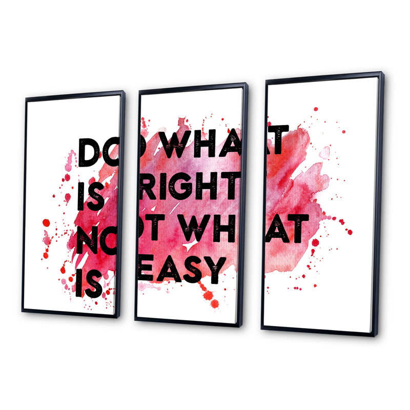 " Do What Is Right Not What Is Easy I " 3 - Pieces, White, 28" H x 36" W x 1" D