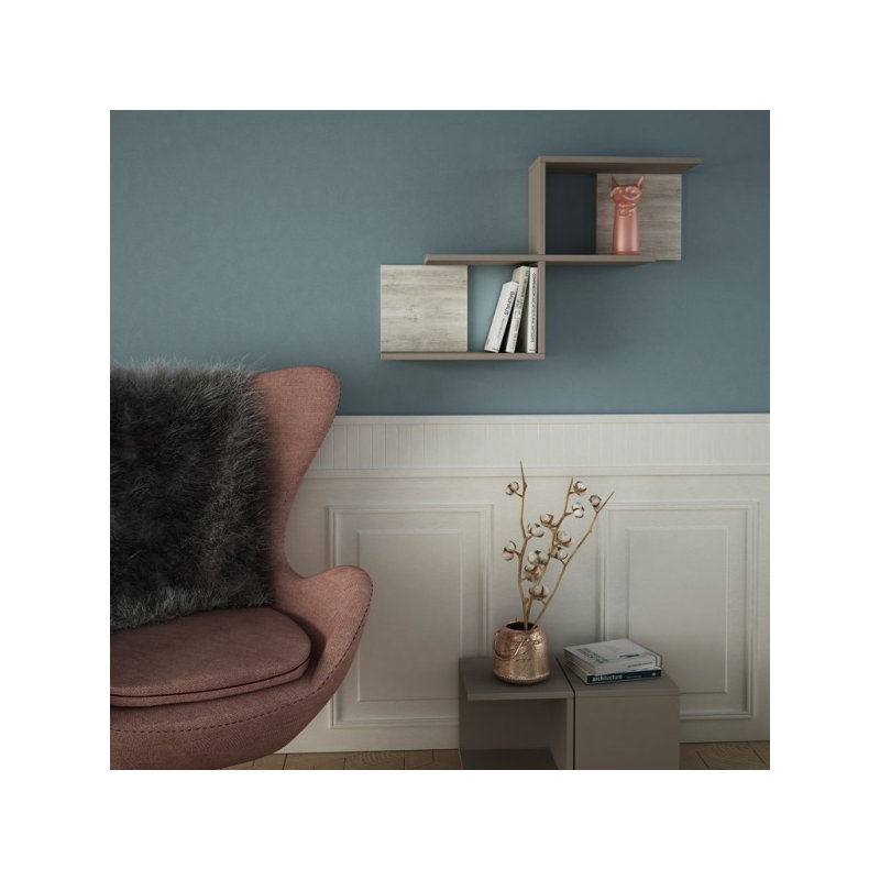 Kishore 2 Piece Cube Shelf, Light Mocha/Ivory