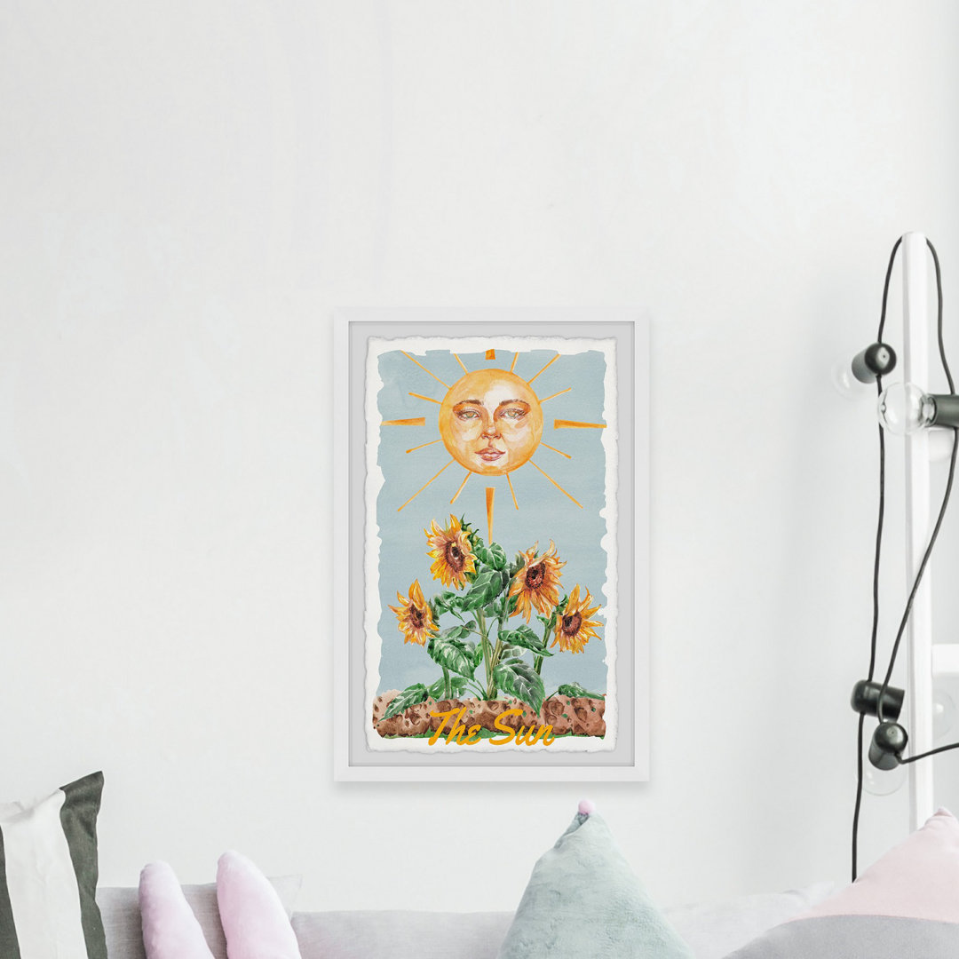 Sun and Sunflowers - Picture Frame Painting Print on Paper