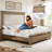 Deines Mid-century Solid Wood Bed Frame with Upholstered Chenille Headboard-824903549
