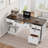 60" Fluted Home Office Desk with Charging Station, Modern Executive Computer Desk with File Cabinet-351799632