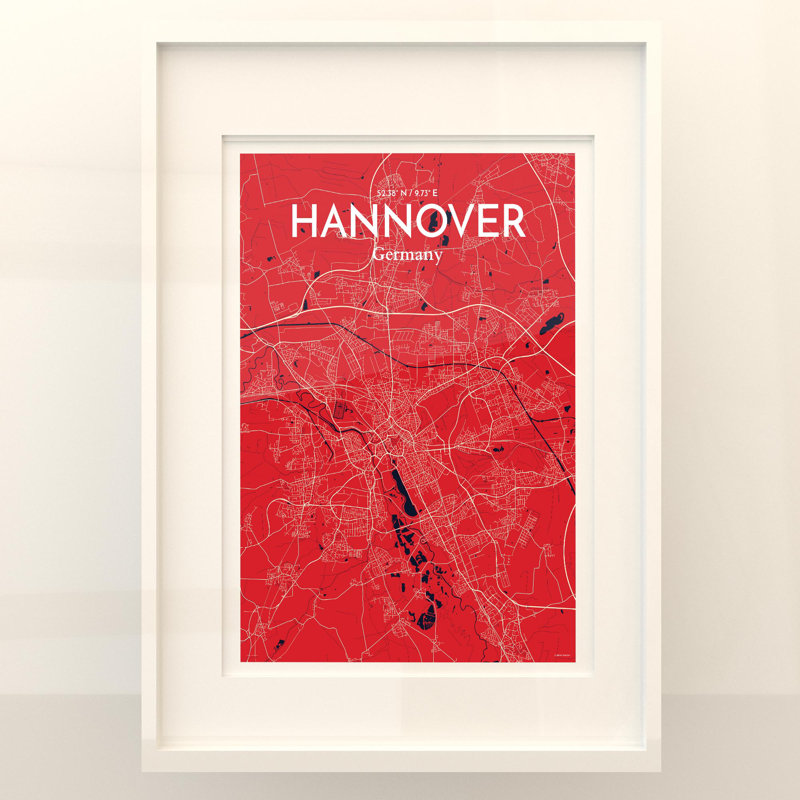 Hannover City Map In Nautical - No Frame Print, 27.6cm H x 19.7cm W x 0.05cm D