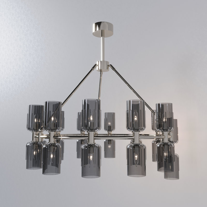 Escalade Chandelier, Polished Nickel, 24" H x 36" W x 36" D