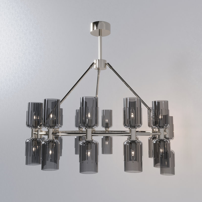 Lustre à roulettes Escalade, Nickel poli, H 24 po x l 36 po x P 36 po