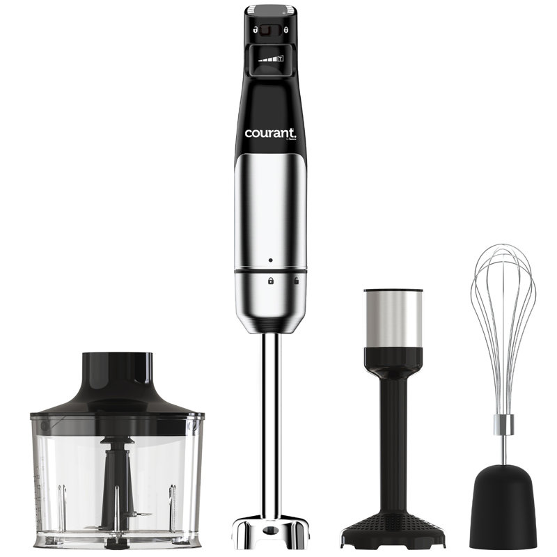 Courant 400 Watt Hand Blender with Whisk, Masher & Food Processor Attachment, Automatic Speed Control, Ergonomic & Soft Grip