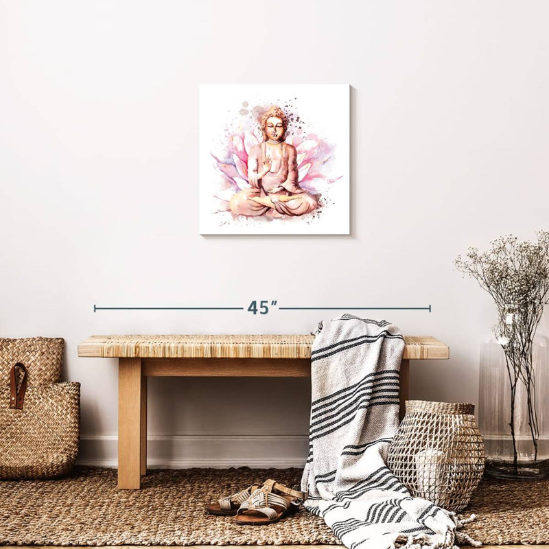 " Buddha on Lotus Splatter " Print, 20" H x 20" W x 1.25" D
