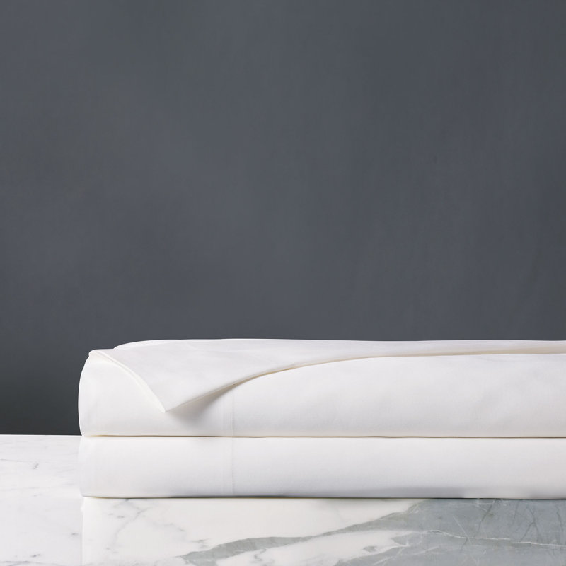 Fresco Egyptian Cotton Sateen Flat Sheet, White, Twin Flat Sheet