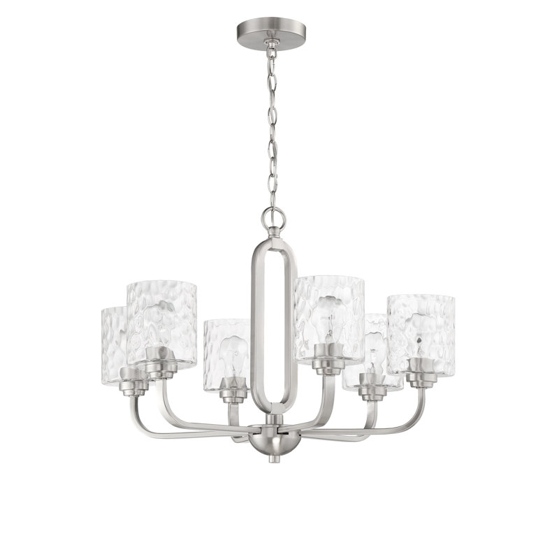 Lustre classique unique à 6 lumières Mafaz, Nickel