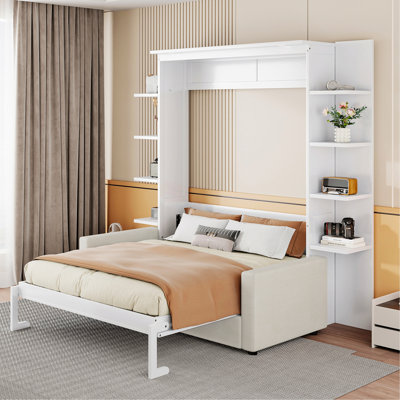 Cadre de lit pour chambre à coucher, lit escamotable, lit escamotable avec canapé rembourré