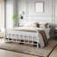 Lit plateforme classique en fer avec tête de lit et pied de lit-901025119-848028357