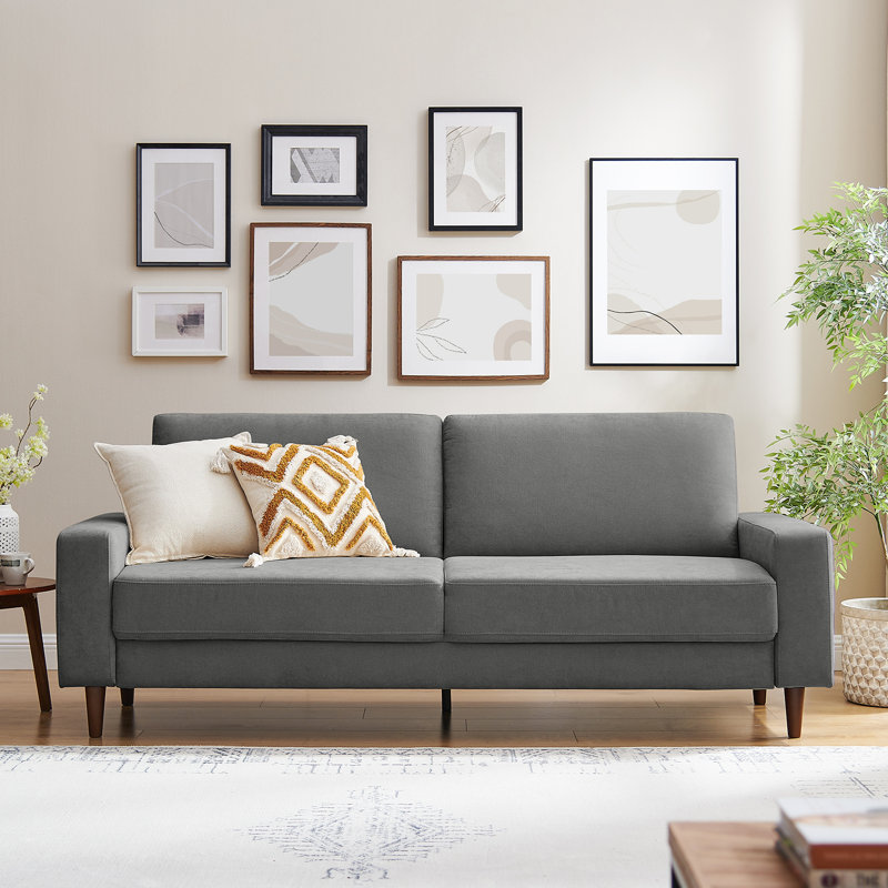 Elegido 213.1Cm Square Arms Sofa, Grey Polyester Blend