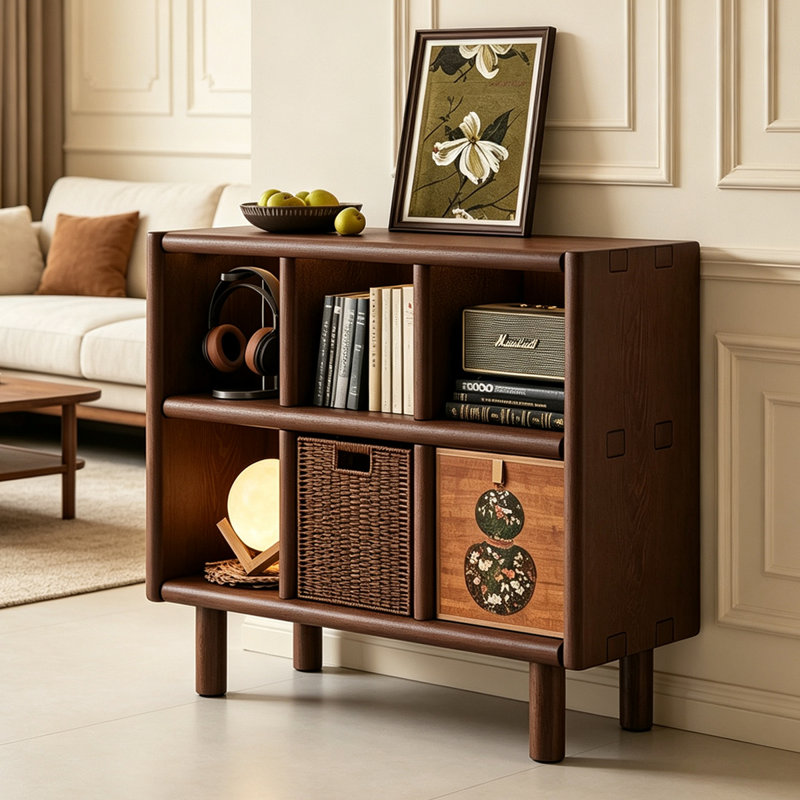 Walnut Modern Solid wood Standard Bookcase, 35.43"L