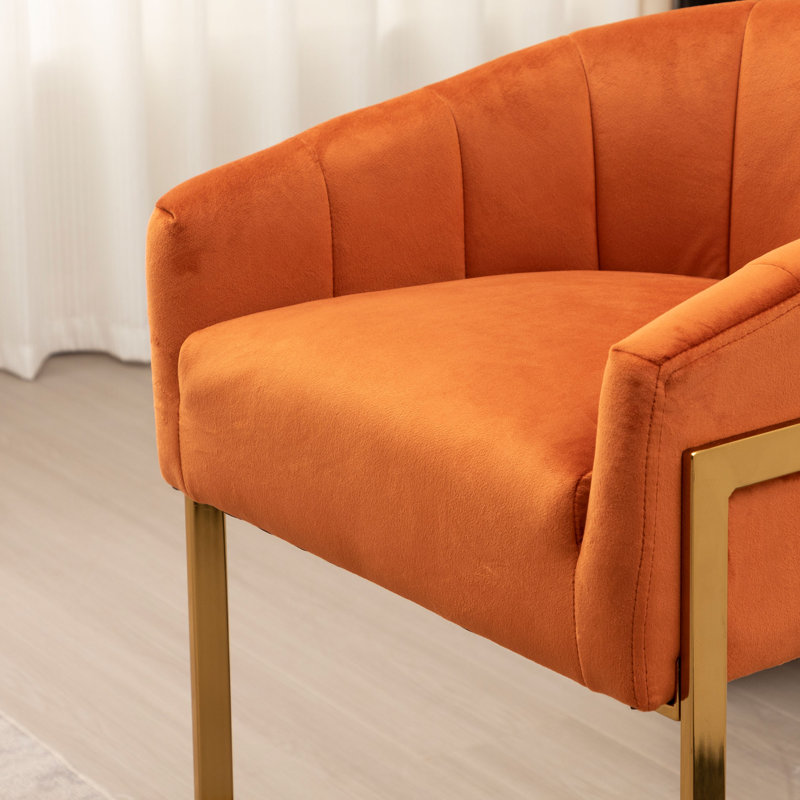 Yes Upholstered Velvet Bar Stool, Orange
