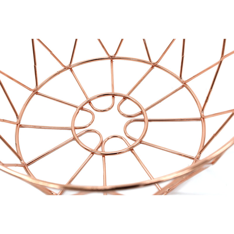 Panier en métal cuivré, H 4,5 po x l 10 po x P 10 po