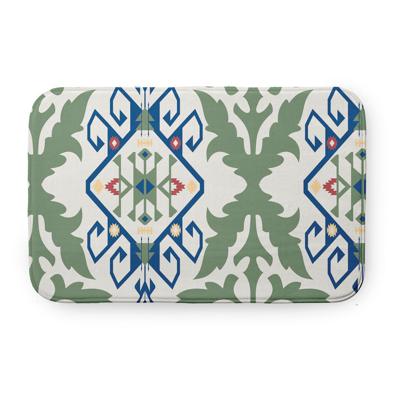 Tapis de bain Happy Hippy, L 17 po x L 24 po, Bleu et vert