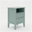 Table de chevet cannelée verte 18 po avec 2 tiroirs, table de chevet de chambre à coucher moderne, table de bout avec canapé et rangement-129366152-129366150