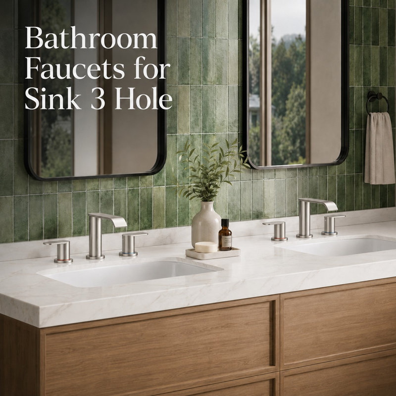Robinet pour salle de bain à 3 trous à 2 poignées avec bonde escamotable, Brushed Nickel