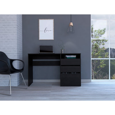 Wenge 3-Drawer 1-Shelf Computer Desk