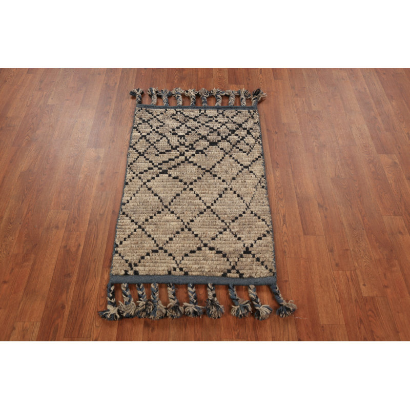 Tapis décoratif oriental rayé en laine marocain 2x3