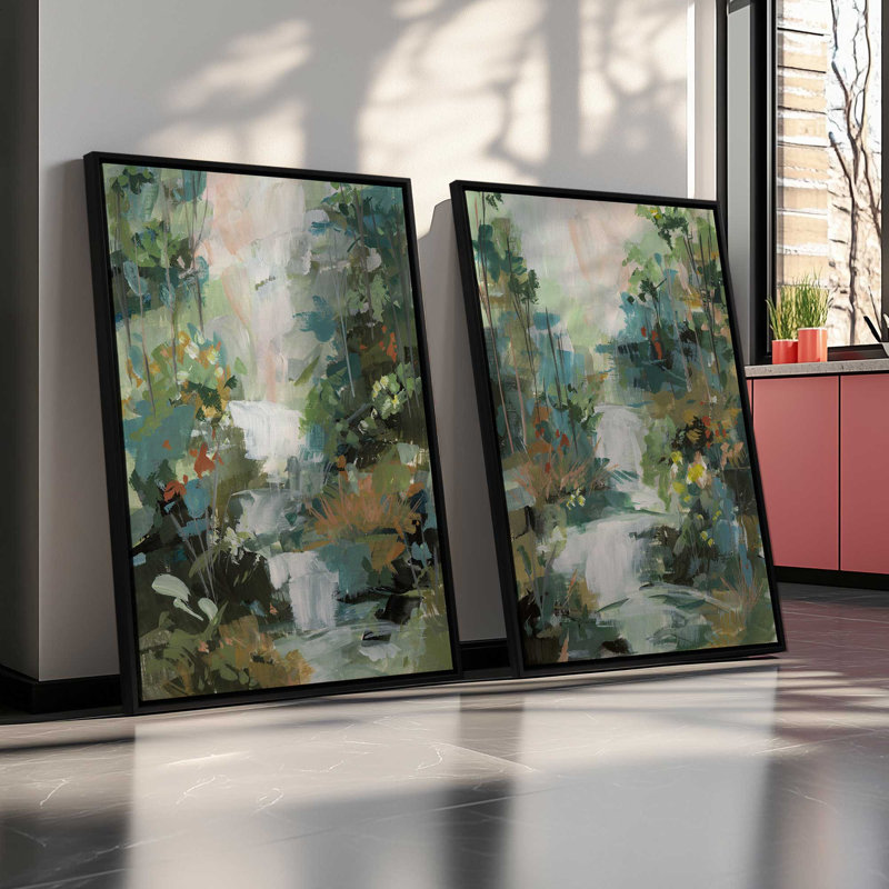 Serene Waves, ensemble de 2 impressions, 24 po x 18 po, Toile avec cadre, Chrome poli