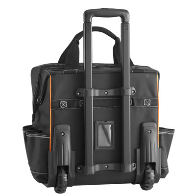 Rolling Tool Bag, 110 lbs Load Capacity, 25 Pockets Heavy-Duty Roller Tool Bag on Wheels, Adjustable Telescoping Handle & Stable Base, Toolbag Organizers with Wheels for Construction, Mechanic