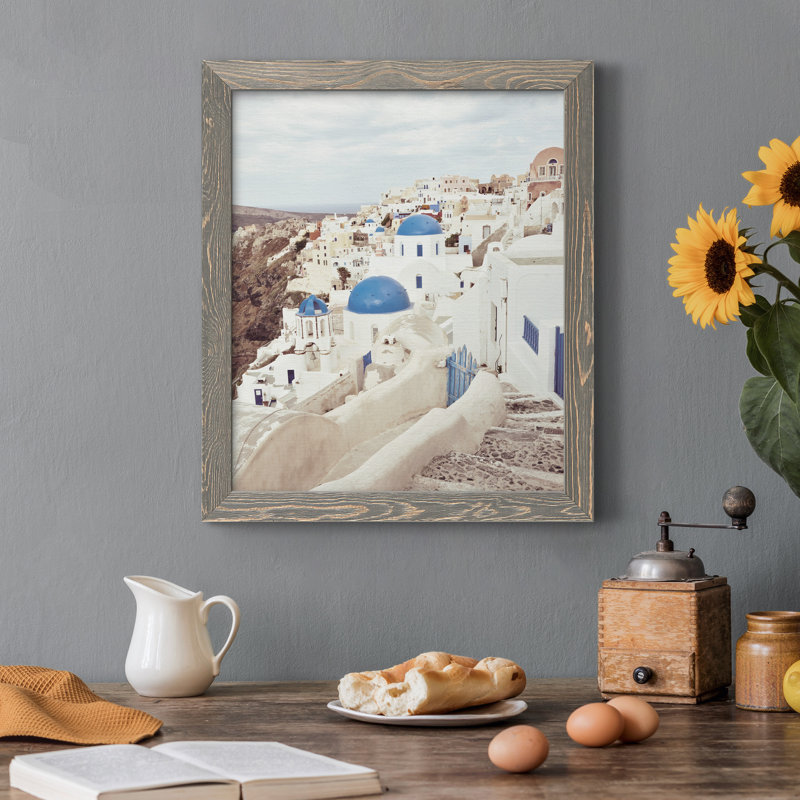 Santorini - photographie sur toile encadrée, H 24 po x l 18 po x P 1,5 po, Encadré gris