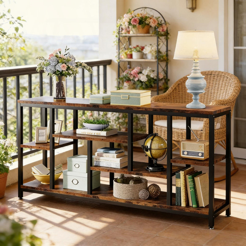 Table d'appoint attrayante, canapé rustique, console, Brun rustique / noir
