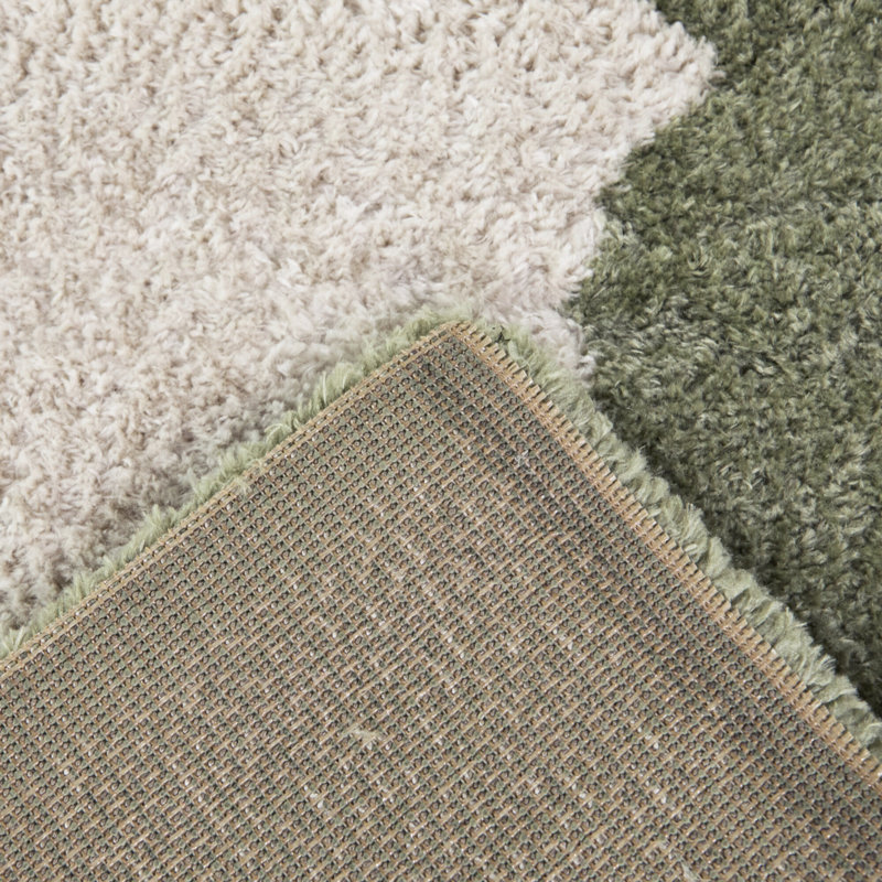 Sherise Green Modern Border Area Rug, Rectangle 5'3" x 7'