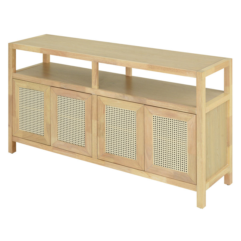 Armoire de rangement polyvalente en bois massif de style bohémien contemporain