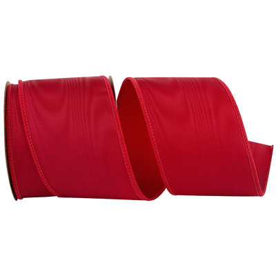 2-1/2"X10yd Red Moire Wired Edge Ribbon