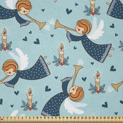 Ambesonne Angel Fabric By The Yard, Wing Girl With Trumpet In Sky With Candles Mother Nature, Microfiber Fabric For Arts And Crafts Textiles & Decor, -  East Urban Home, 695A9EA6397549A0A2EBFE995543F95C