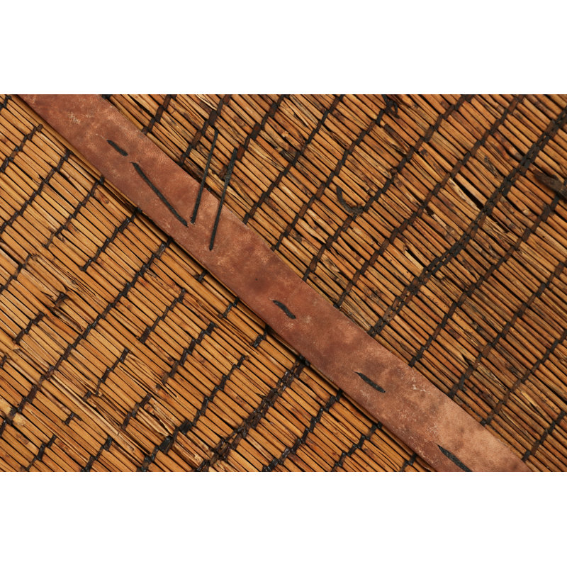 Vintage Tuareg Mat Runner, Warm Beige With Rich Brown Stripes - Rug & Kilim