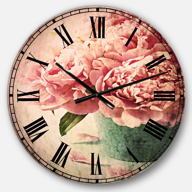 Horloge murale pivoines dans un vase 38 ", Moyen