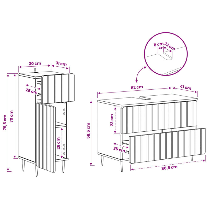 Bathroom Storage Furniture Set, Old Wood