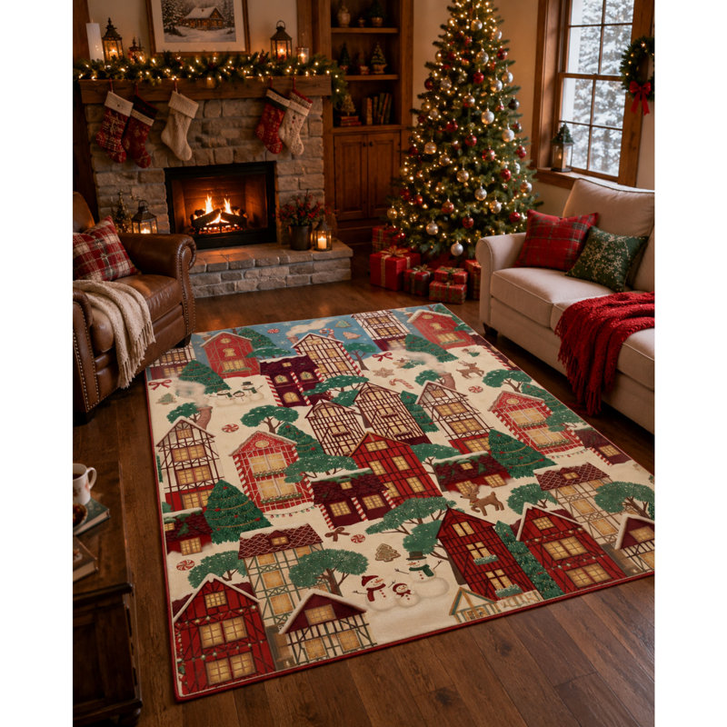 Floral Rug, Red and green, 8*10
