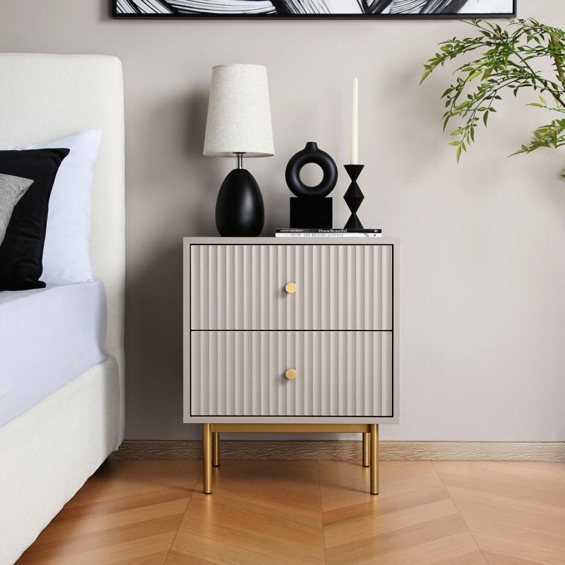 Aivis 50cm W Metal Bedside Table, Grey