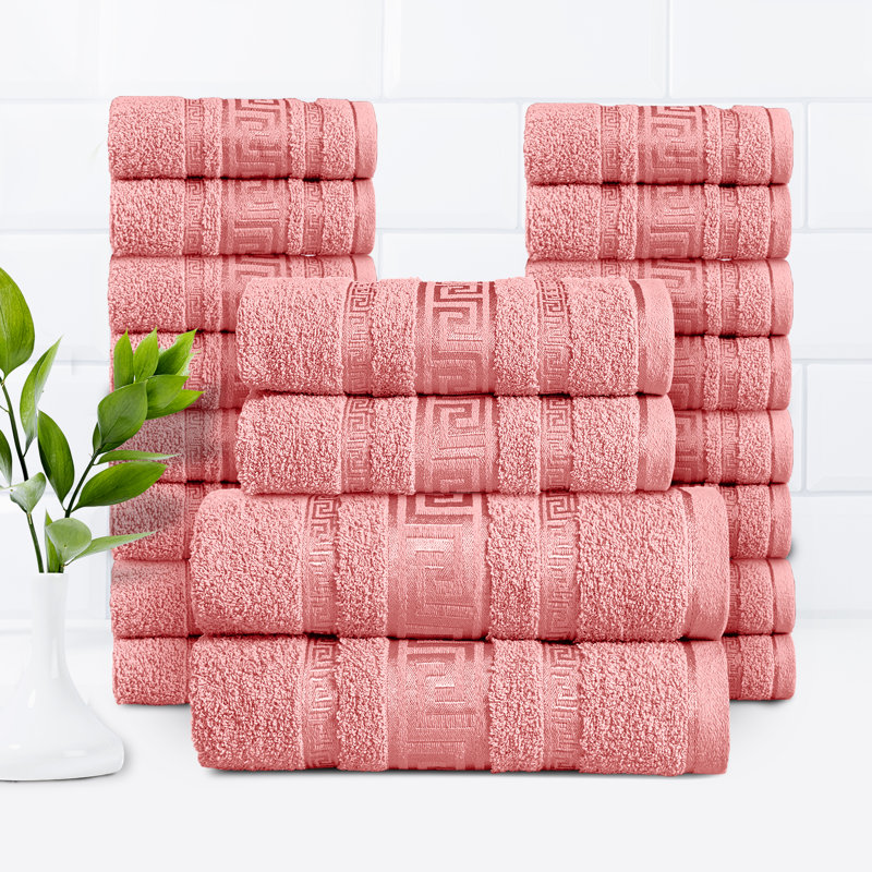 20-Piece Luxury Cotton Towel Set | Soft, Cosy Family Bale Set with 2 Bath, 2 Hand, 16 Face Towels for Ultimate Comfort, Pink