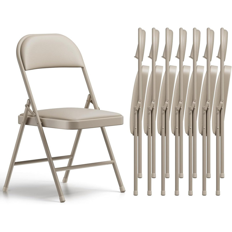 Paquet de 8 chaises pliantes en cuir de polyuréthane 350 lb, chaises pliantes pour événements, mariages et fêtes