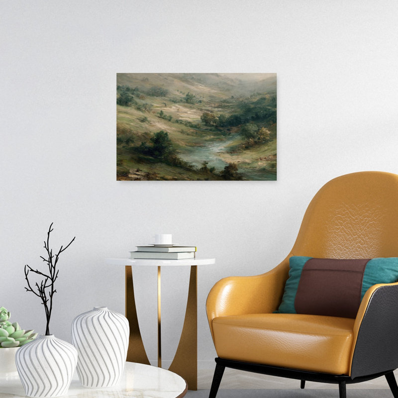 «Down Mountain River», reproduction d'art contemporain abstraite, 16" H x 24" W