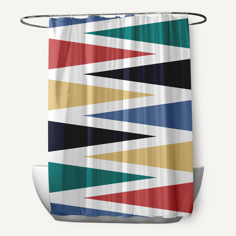 Rideau de douche simple en polyester Backgammon Odelina, Bleu marine