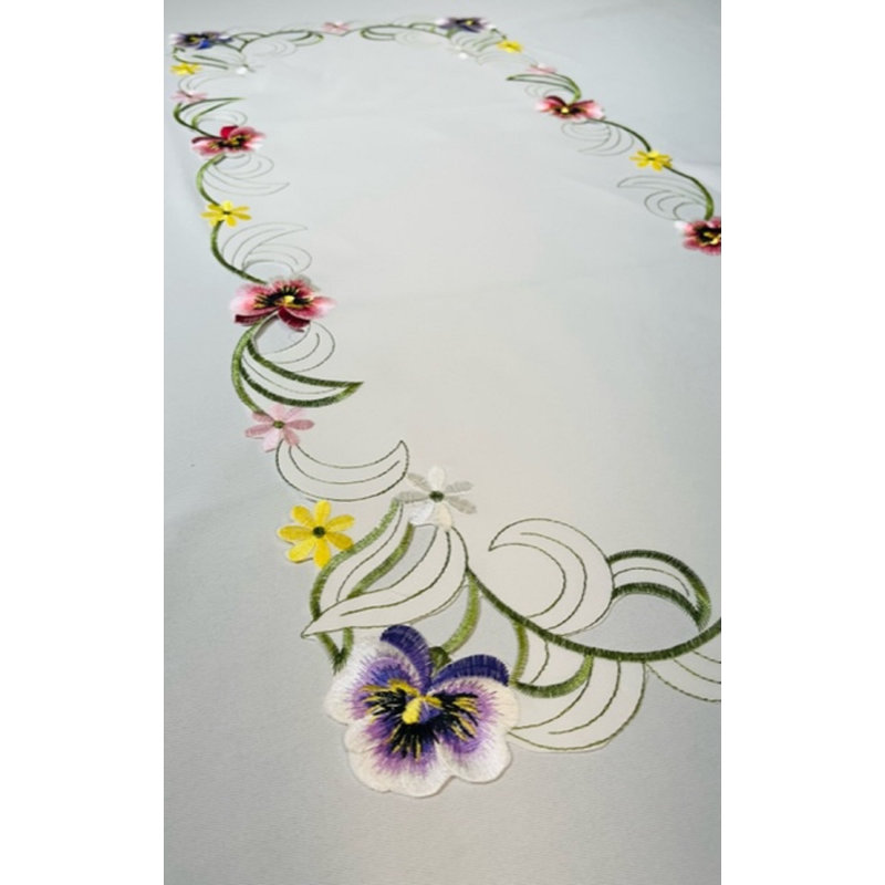 Tapis de broderie (16 x 36 po) - Blanc / Bleu clair, 36 po x 16 po