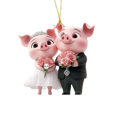 Valentine's Day Wedding Pig Pendant Car Interior Acrylic Pendant Decorative Pendant