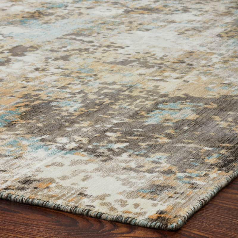 Abstract Area Rug in Beige, Rectangle 12' x 15'