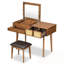 Ensemble de coiffeuse maquillage avec miroir rabattable et tabouret