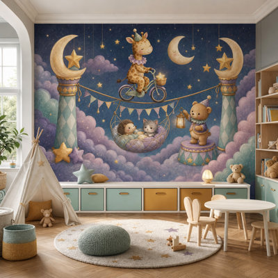 Papier peint étoiles et lune