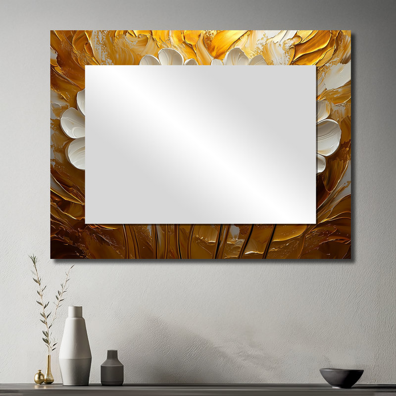 «White and Golden Blossom Trails Wildflowers I», art mural décoratif traditionnel, 30 po x 40 po