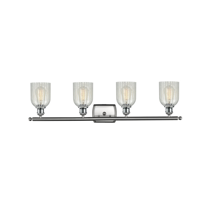 Éclairage de salle de bain à intensité variable 4 lumières Vella, Nickel satiné brossé, Mouchette